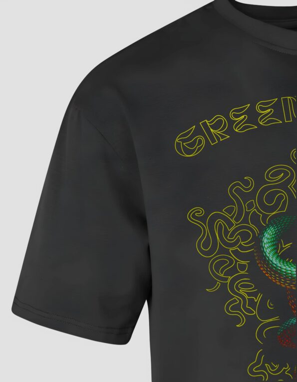 Чоловіча чорна футболка оверсайз "Green Snake" TMO-0001-5