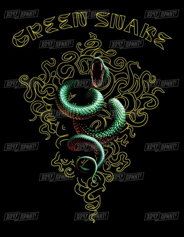 Принт "Green Snake" на чорному