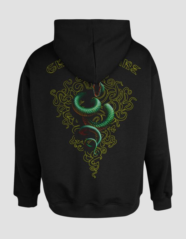 Худі жіноче оверсайз "Green Snake" чорне TWO-0001-3