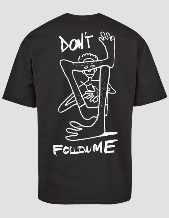 Чорна чоловіча футболка оверсайз двонитка “Don’t follow me”